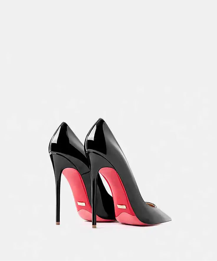 12cm (3) Women’s Patent Leather Pointed-Toe High Heels – 12cm Thin Heel