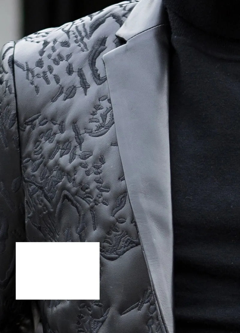 Luxury Men Business Real Leather Jacket Sheepskin Slim Blazer Spring Autumn Classic Black Office Casual Outerwear Plus Size 4XL