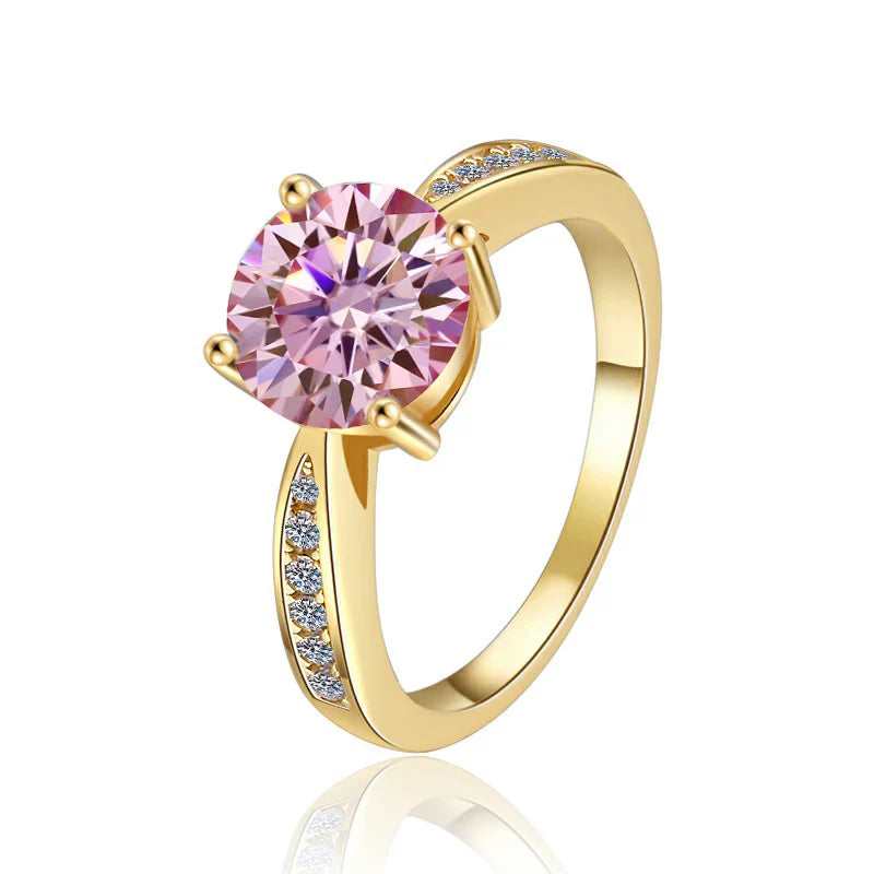 Fine Jewelry Selling Hot 2 Carat Diamond 18K Gold Plated VVs1 Moissanite Wedding Ring S925 Sterling Silver Ladies Women