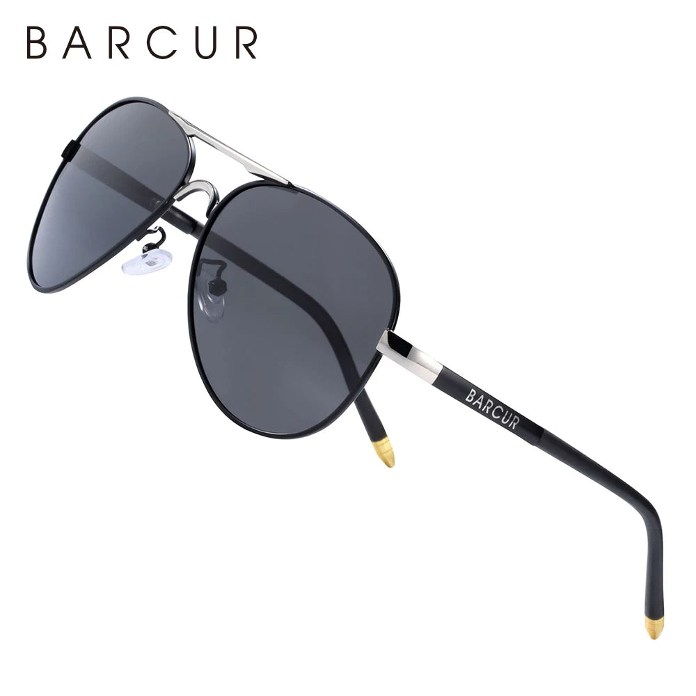 BARCUR Men Pilot Sunglasses Aviation UV400 Polarized Sun Glasses Women Eyewear Gafas De Sol Shades