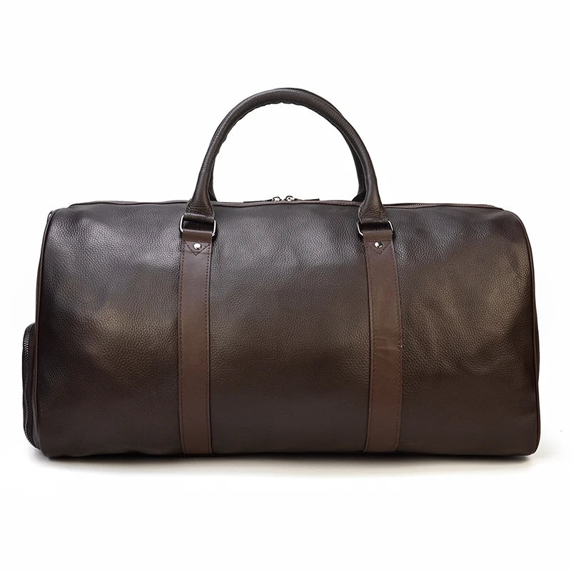 Luxury Genuine Leather Men Women Travel Bag Cow Leather Carry On Luggage Bag Travel Shoulder Bag Male Female Weekend Duffle Bag