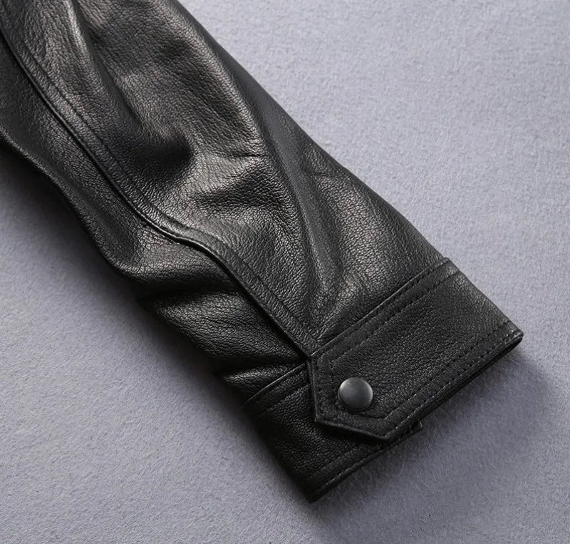 Top Quality Mens Air Force Pilot Sheepskin Genuine Leather Jacket Slim Fit Sheep Fur Collar Padded Coat Chaqueta Motor Hombre