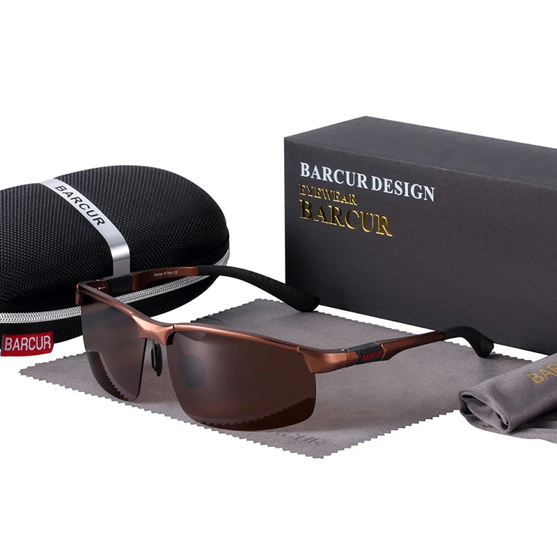BARCUR Sports Aluminium Sunglasses Men Polarized Man Sunglasses Brand Driving Eyewear