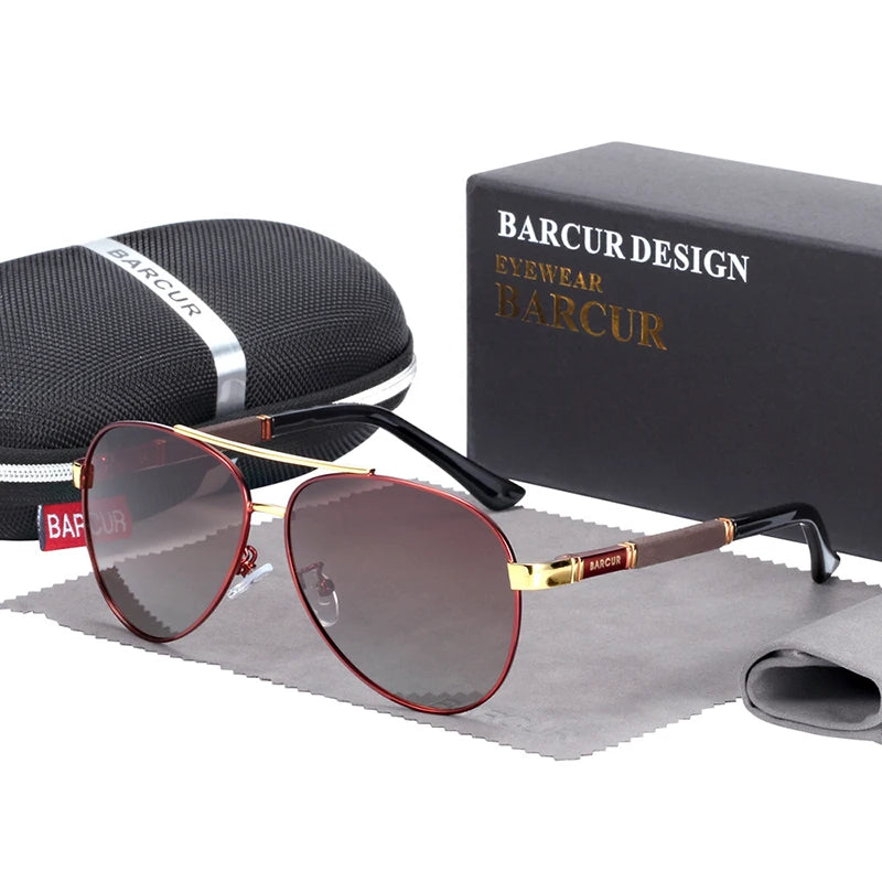 BARCUR Pilot Sunglasses Male Polarized Sun Glasses Men Sports Eyewear Lunette De Soleil Homme