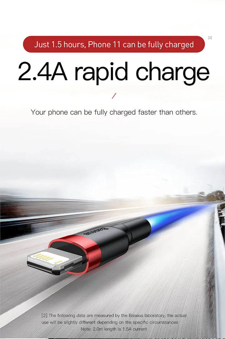 كابل USB من Baseus لأجهزة iPhone 12 11 Pro Max 8 X XR كابل شحن سريع لأجهزة iPhone كابل مزامنة بيانات USB كابل شاحن الهاتف سلك سلك