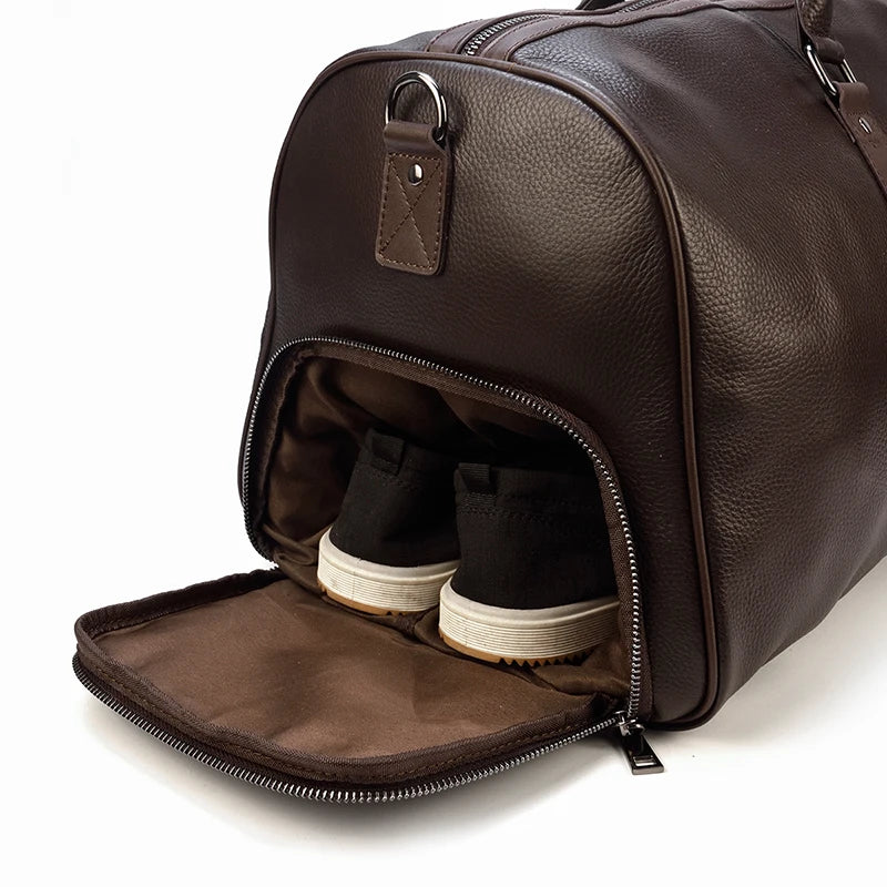 Luxury Genuine Leather Men Women Travel Bag Cow Leather Carry On Luggage Bag Travel Shoulder Bag Male Female Weekend Duffle Bag