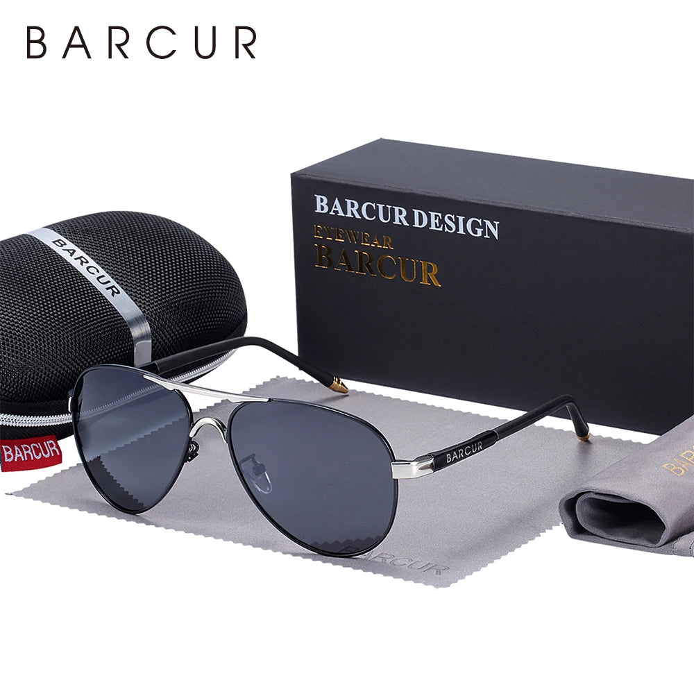 BARCUR Men Pilot Sunglasses Aviation UV400 Polarized Sun Glasses Women Eyewear Gafas De Sol Shades