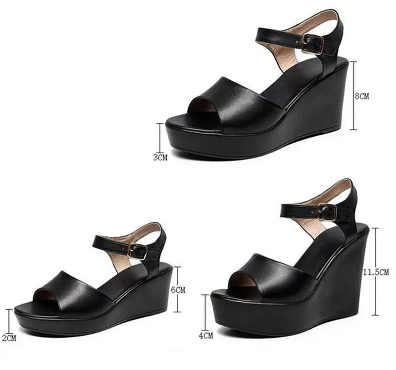 Women’s Genuine Leather wedges Sandals – Elegant Party Wear