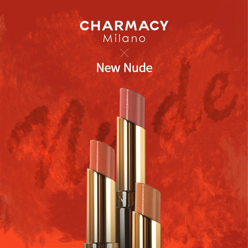 CHARMACY Nude Moist Luxury Lipstick 8 Natural Colors Easy to Wear Lip Stick Red Shimmer Lipsticks Women Beauty Cosmetic
