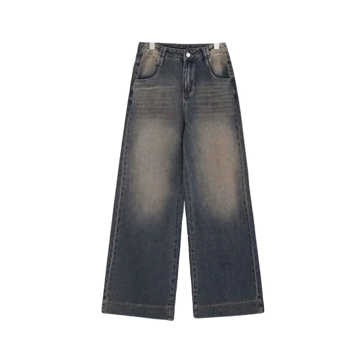2025 Spring American-Style Washed Wide-Leg Jeans for Women – Loose Fit, Straight Cut, Slimming Effect