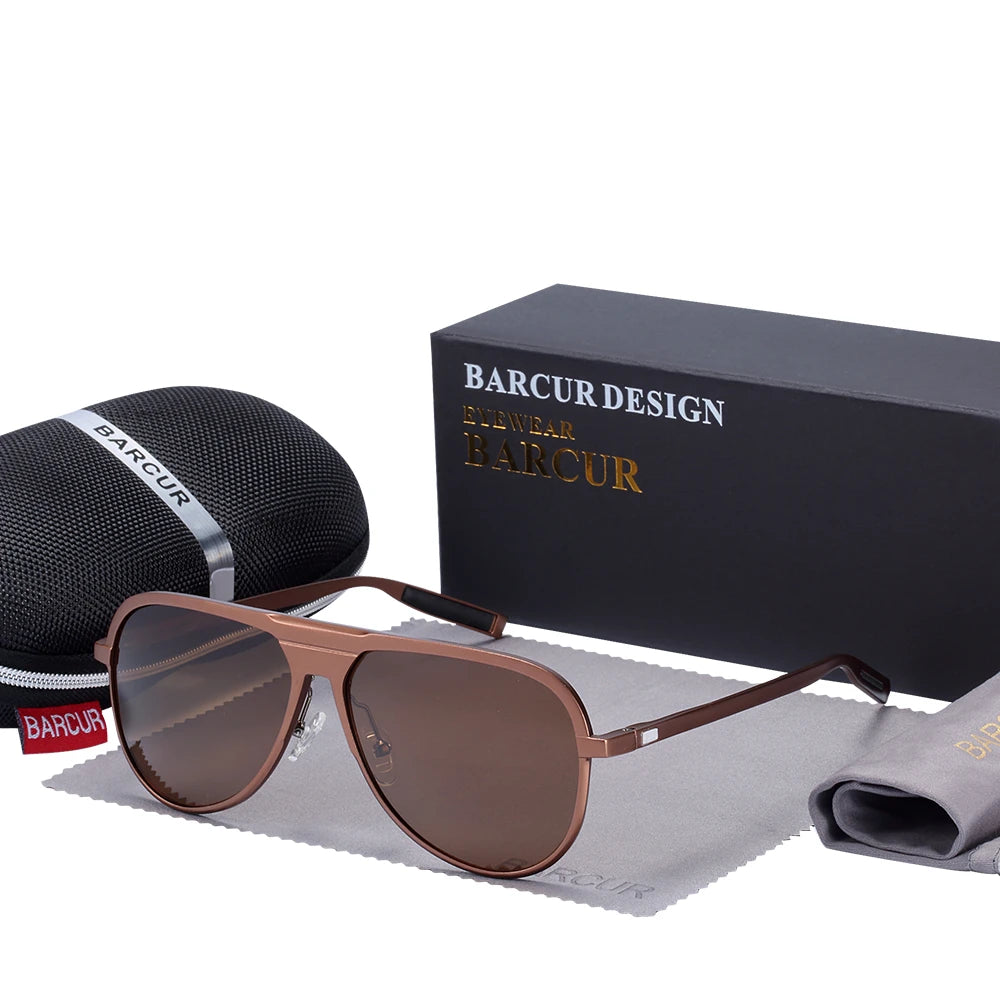 BARCUR Unisex Aluminum Magnesium Male Sunglasses Polarized Trending Styles Black Sun glasses Women Men glasses Sports Eyewear