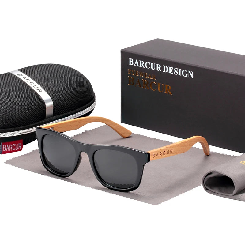 BARCUR Polarized Sunglasses Boy Girl Fashion Wood Sun glasses UV400 Eyewear Oculos Gafas De Sol