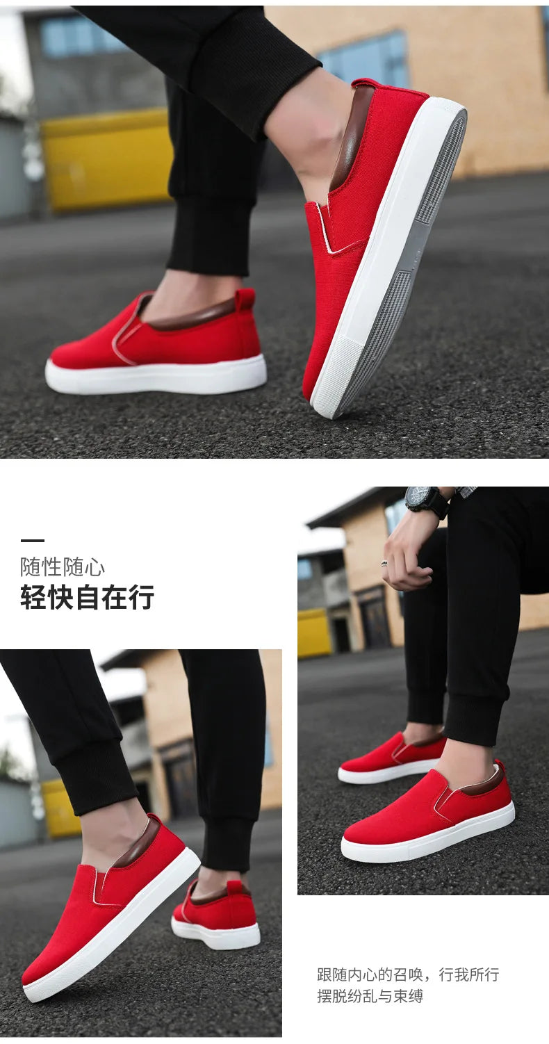 Italian Canvas Shoes For Men Large Size 47 48 Vulcanized Sneakers Slip On Men's Plimsoll Male Trainers Trend Summer Sports Shoes
