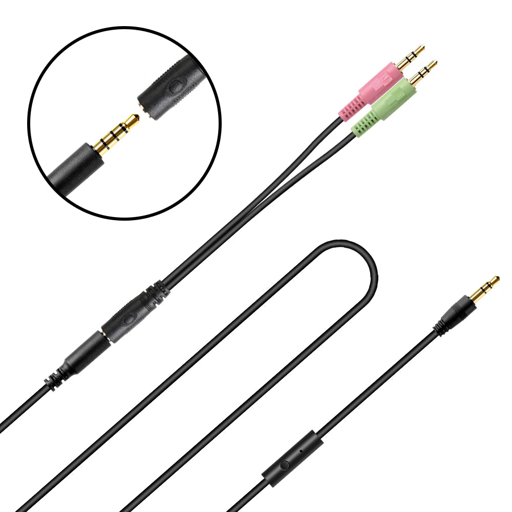 Oneodio Headphone Splitter Audio Adapter For Computer 3.5mm Female to 2 Male 3.5 Mic Y Splitter Headset to PC Adapter Aux Cable