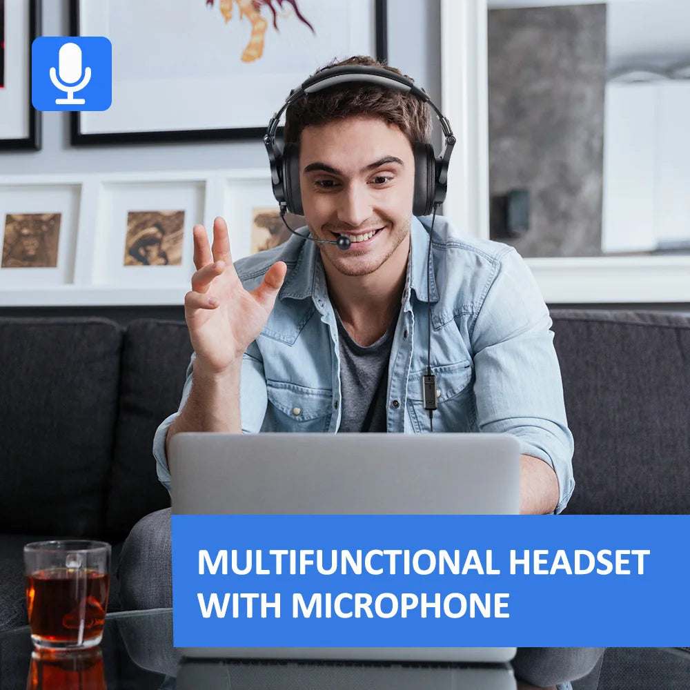 Oneodio A71D Wired Gaming Headset Gamer Over Ear Hi-Res Audio Headphones With Detachable Microphone For PC Computer PS4 PS5 Xbox