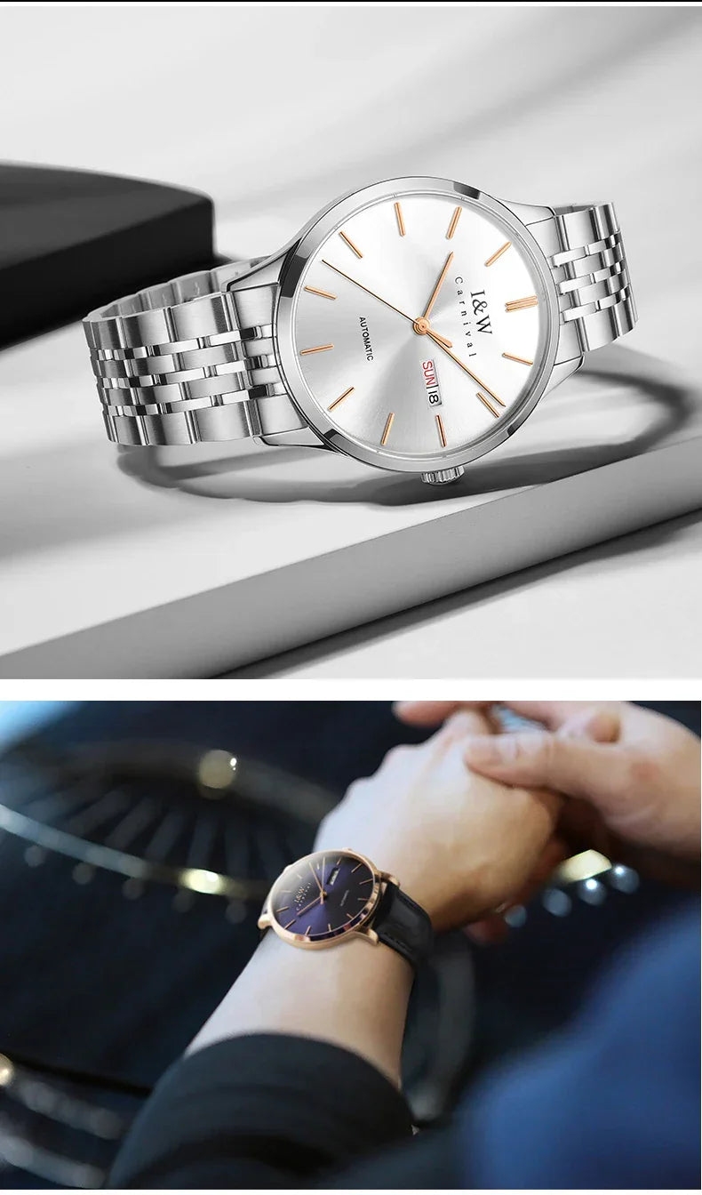Montre Homme Switzerland I&W Luxury Gold Automatic Watch 24 Jewels NH36 Watch Men Calendar Sapphire Mechanical Watches Mens 2020