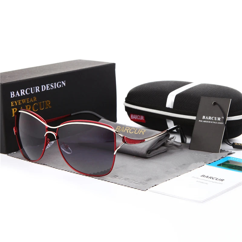 BARCUR Polarized Sunglasses Women Square Gradient Sun glasses for Lady
