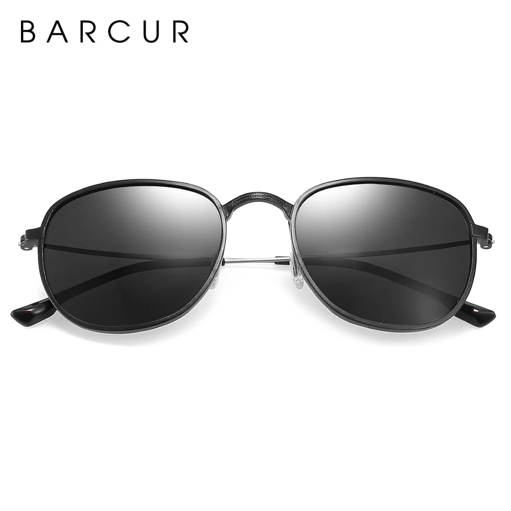 BARCUR New Aluminum Hexagon Design Sunglasses Men Polarized Sun Glasses for Women Goggle Oculos de sol masculino