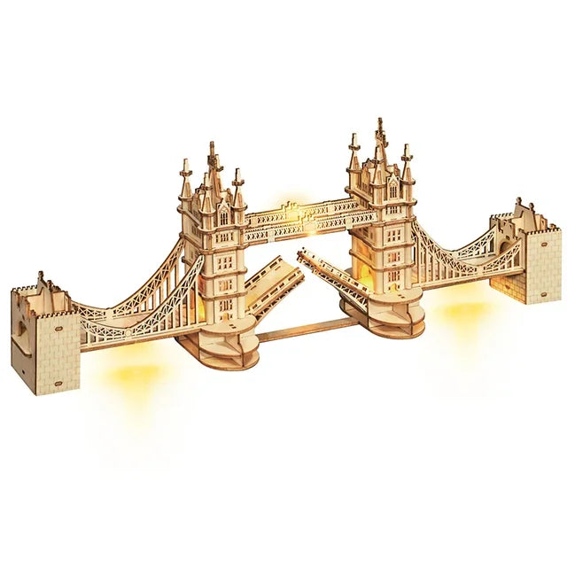 Robotime 3D Puzzle Wooden Kits DIY Tower Bridge Big Ben Set Eiffel Tower Model Kit Home Decor Birthday Gifts