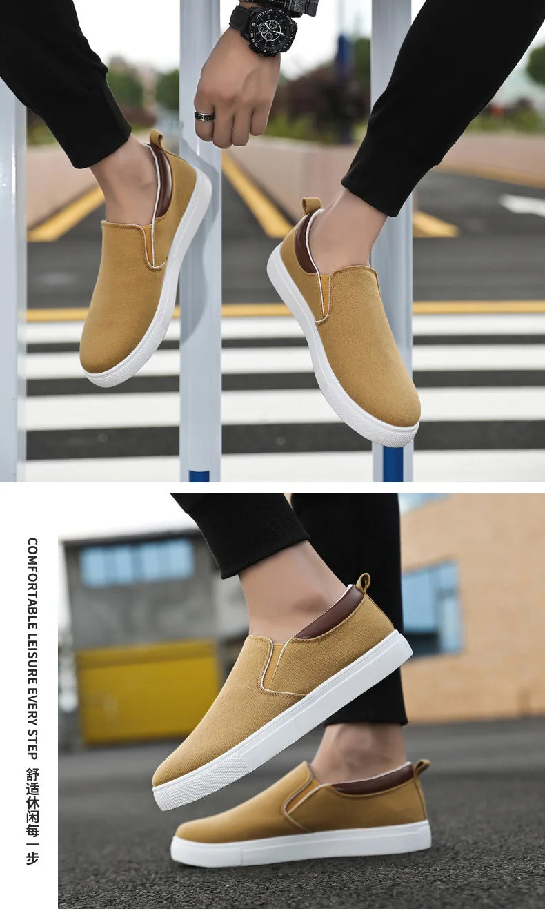 Italian Canvas Shoes For Men Large Size 47 48 Vulcanized Sneakers Slip On Men's Plimsoll Male Trainers Trend Summer Sports Shoes
