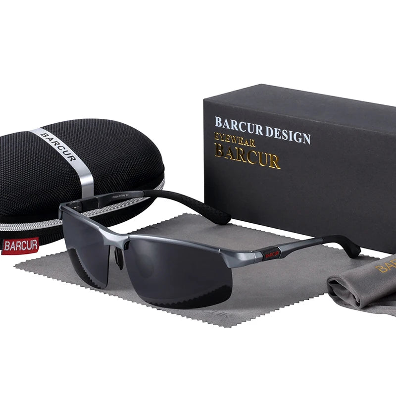 BARCUR Sports Aluminium Sunglasses Men Polarized Man Sunglasses Brand Driving Eyewear