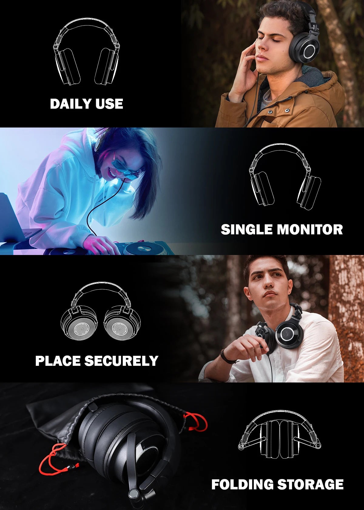 Oneodio Monitor 60 Wired Headphones Professional Studio Headphones Stereo Over Ear Headset With Hi-Res Audio Microphone For DJ