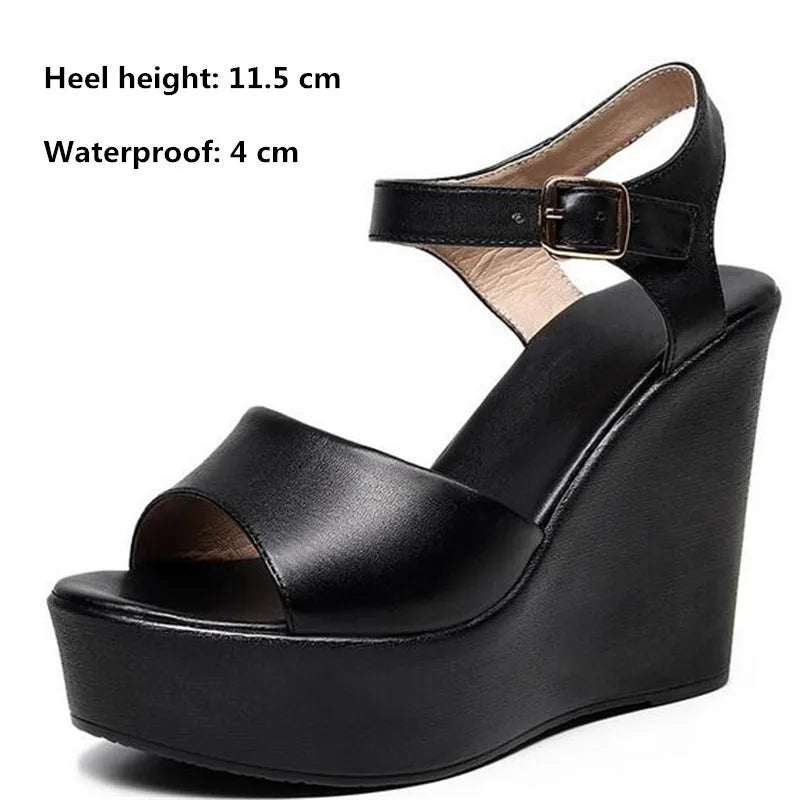 Women’s Genuine Leather wedges Sandals – Elegant Party Wear