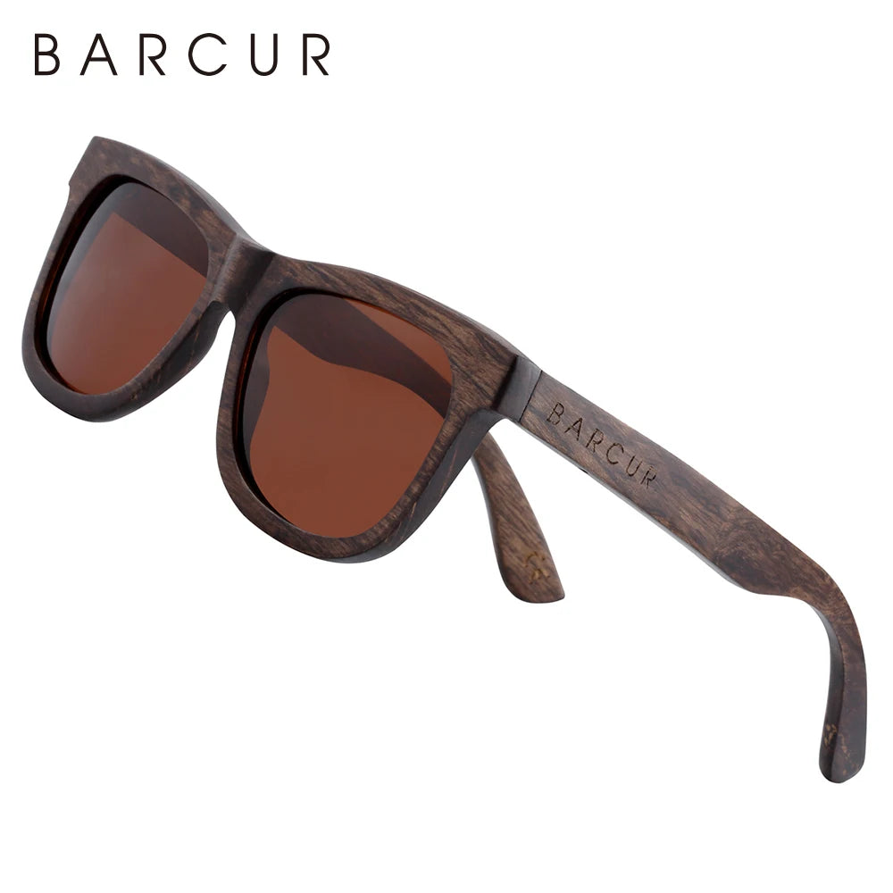 BARCUR Natural Wooden Sunglasses for Men Polarized Sunglasses Wood Oculos De Sol Feminino Frete Gratis