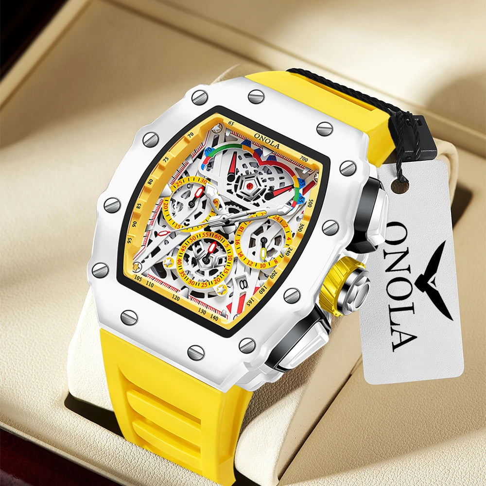 Fashion Wine Bucket Men's Chronograph Watch Unique Multi Functional Quartz Waterproof Silicone Tape Wholesale Watches 6827W