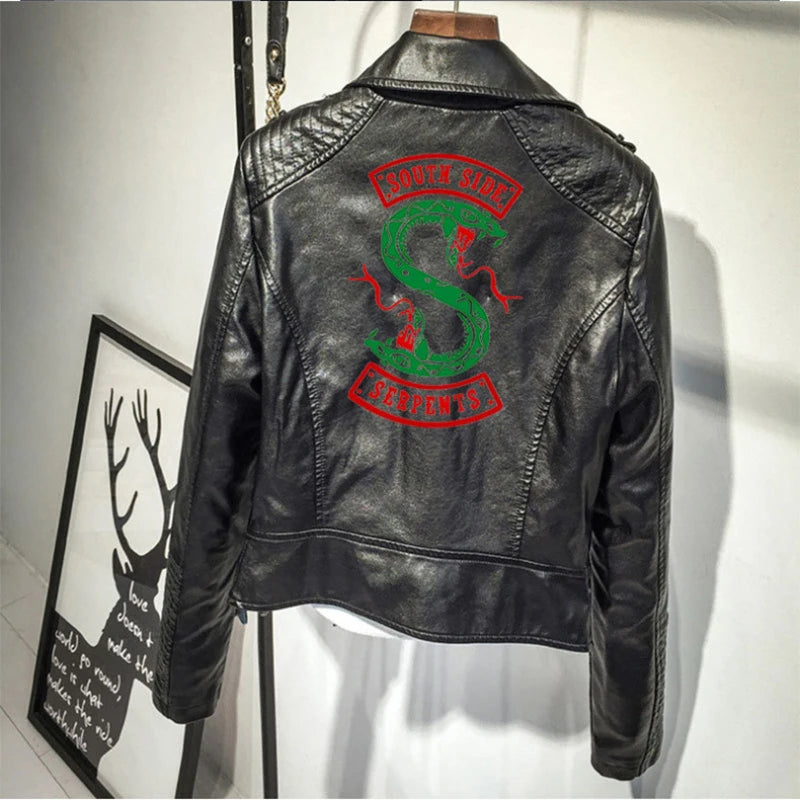 Riverdale Jacket South Side Jacket Serpents Riverdale Southside PU Leather Jackets Snake Woman Streetwear Leather Outwear Coat
