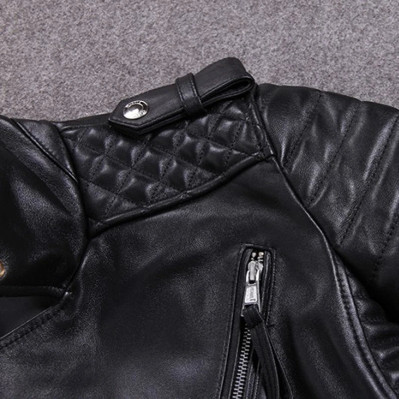 Luxury Black Plus Size Classic Sheepskin Natural Leather Jackets Mens Genuine Leather Jacket Fashion Slim Moto Coats Male
