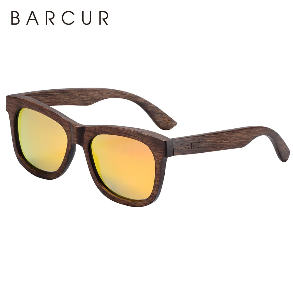 BARCUR Natural Wooden Sunglasses for Men Polarized Sunglasses Wood Oculos De Sol Feminino Frete Gratis