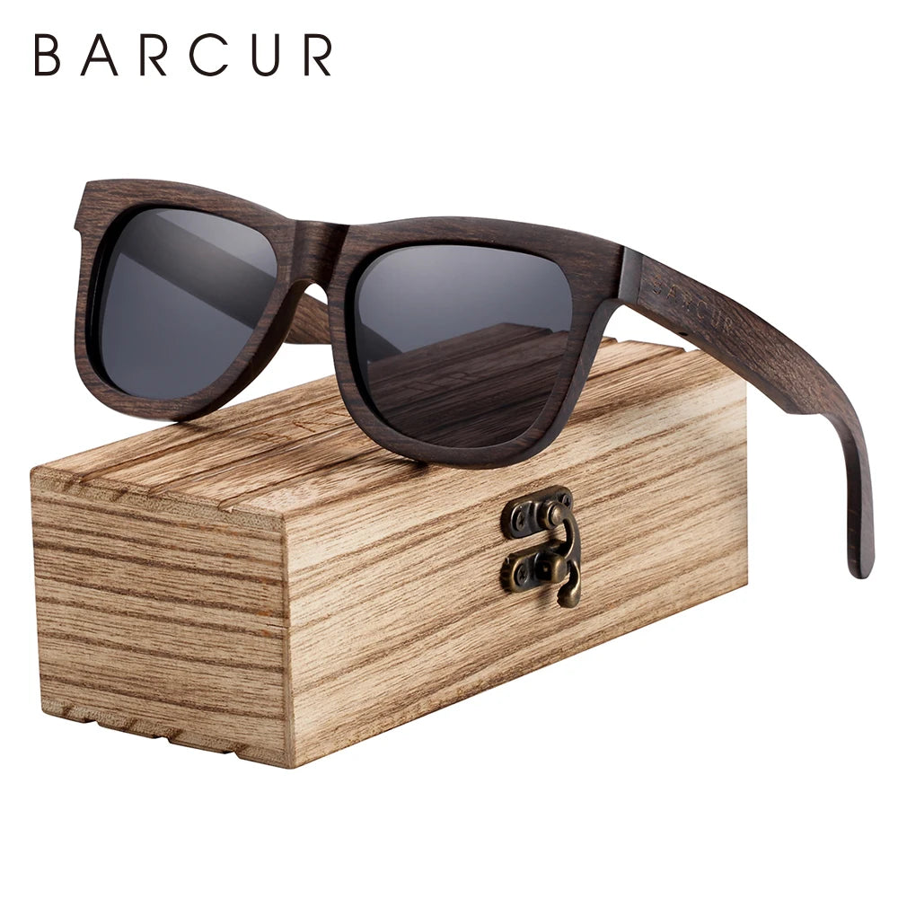 BARCUR Natural Wooden Sunglasses for Men Polarized Sunglasses Wood Oculos De Sol Feminino Frete Gratis