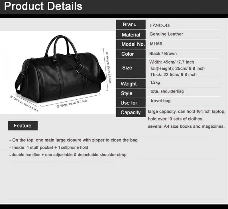 MUNUKI Vintage Crazy Horse Genuine Leather Travel bag Large Luggage bag men Leather duffle bag Large Weekend Bag Tote Big