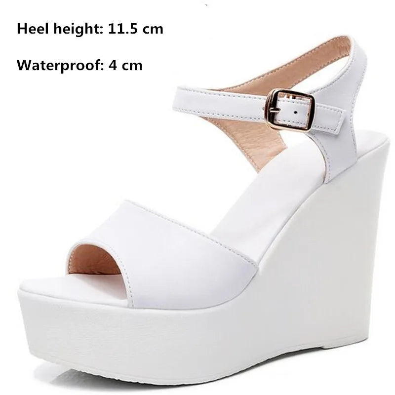 Women’s Genuine Leather wedges Sandals – Elegant Party Wear