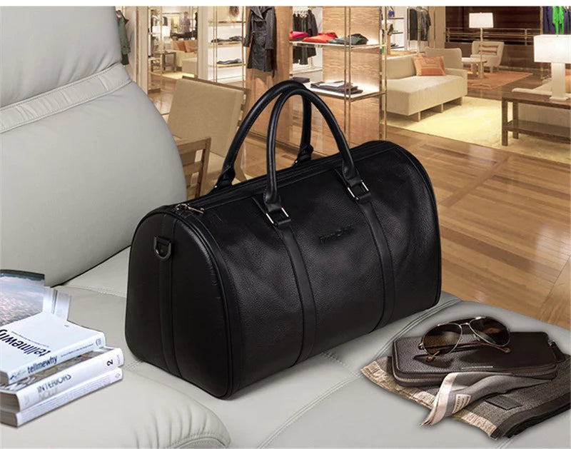 MUNUKI Vintage Crazy Horse Genuine Leather Travel bag Large Luggage bag men Leather duffle bag Large Weekend Bag Tote Big