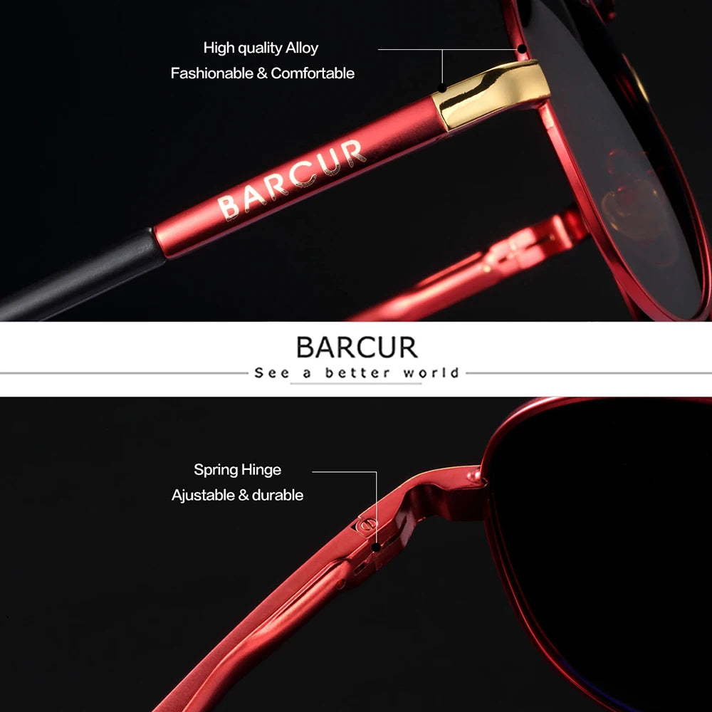 BARCUR Men Pilot Sunglasses Aviation UV400 Polarized Sun Glasses Women Eyewear Gafas De Sol Shades