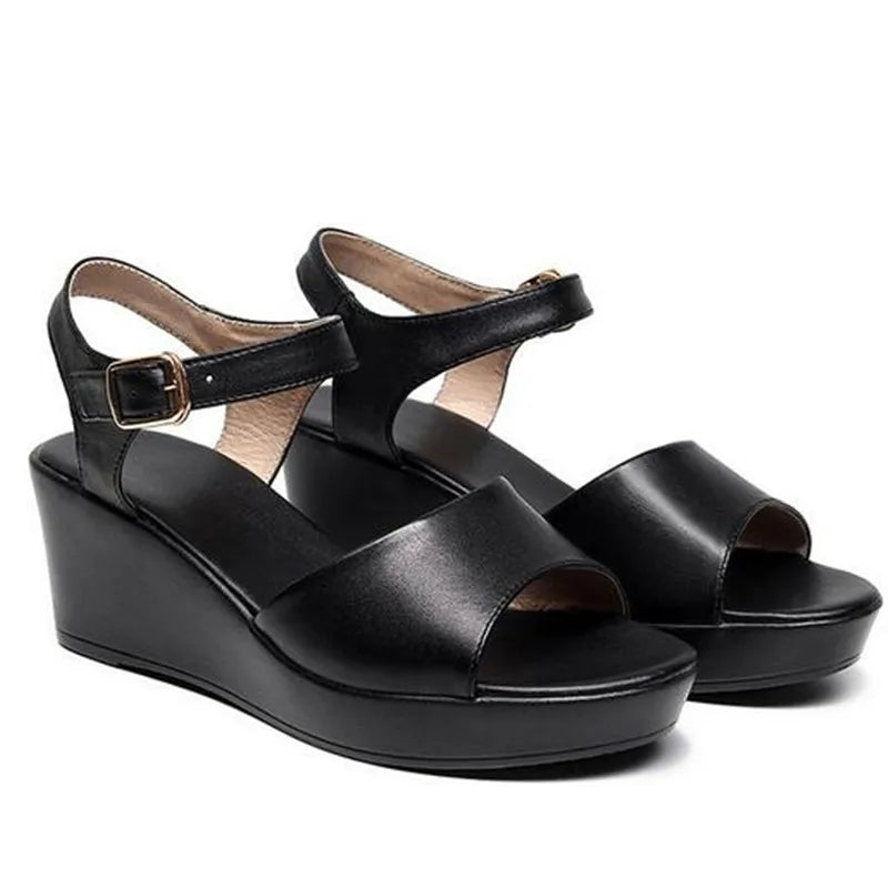 Women’s Genuine Leather wedges Sandals – Elegant Party Wear