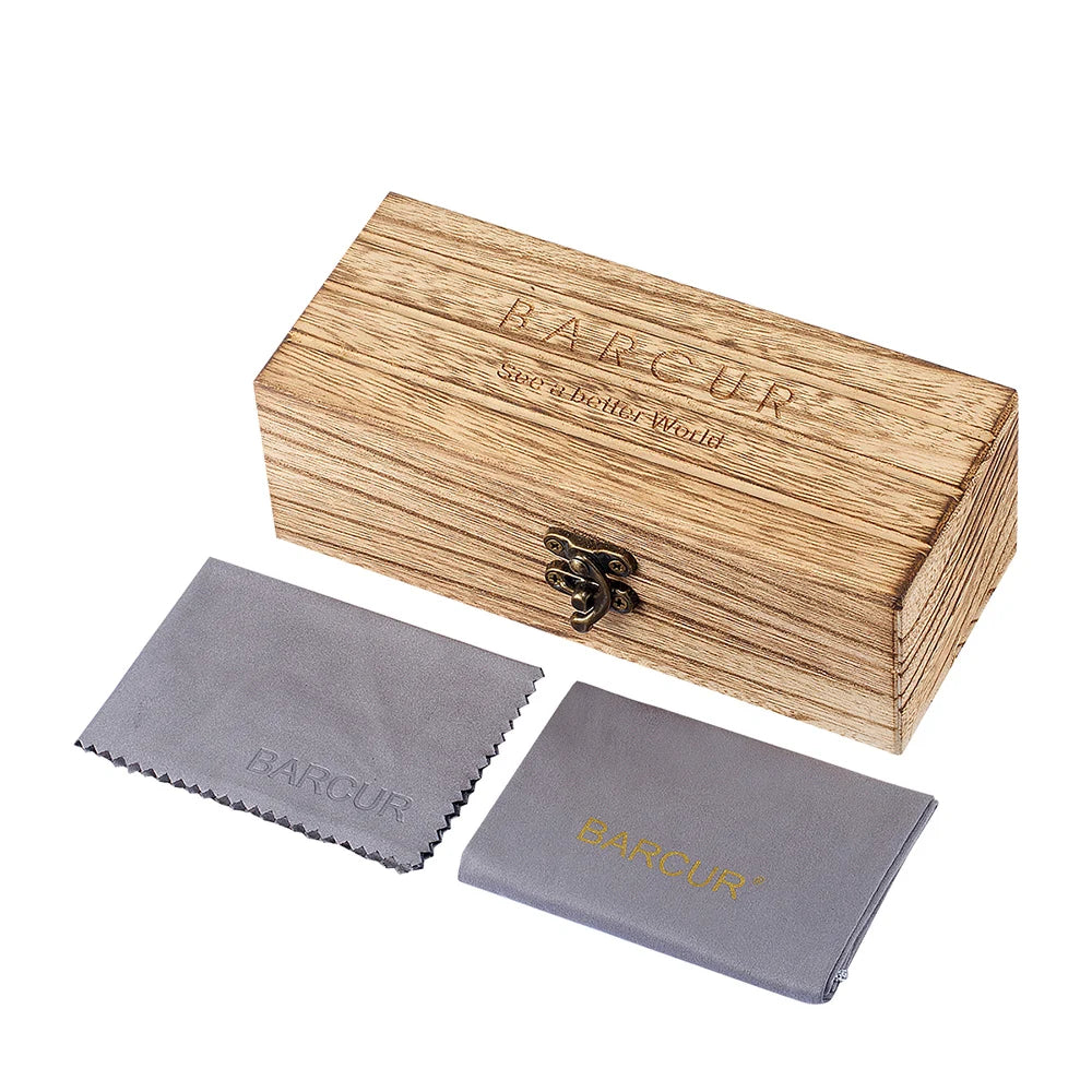 BARCUR Bamboo Cat Eye Sunglasses Polarized Metal Frame Wood Glasses Lady Luxury Fashion Sun Shades With Box
