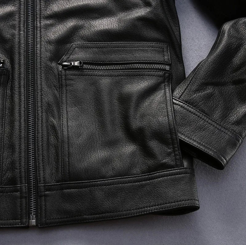 Top Quality Mens Air Force Pilot Sheepskin Genuine Leather Jacket Slim Fit Sheep Fur Collar Padded Coat Chaqueta Motor Hombre