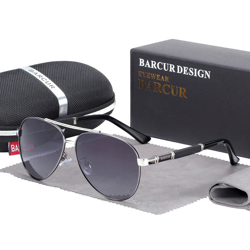 BARCUR Pilot Sunglasses Male Polarized Sun Glasses Men Sports Eyewear Lunette De Soleil Homme