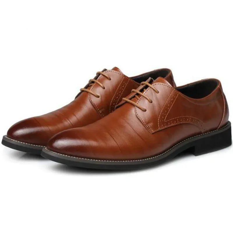 Men Classic Oxford Dress Shoes – Round Toe, Lace-Up, Non-Slip Sole