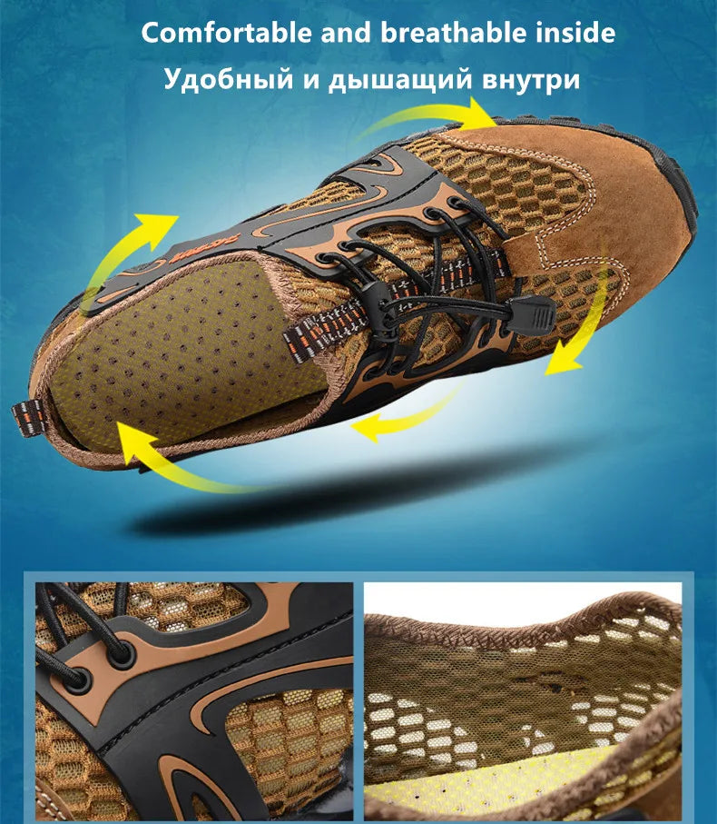 2024 Summer Spring Big Size Men Shoes Casual Mesh Artificial Leather Patchwork Breathable Outdoor Male Sneakers Walking Footwear