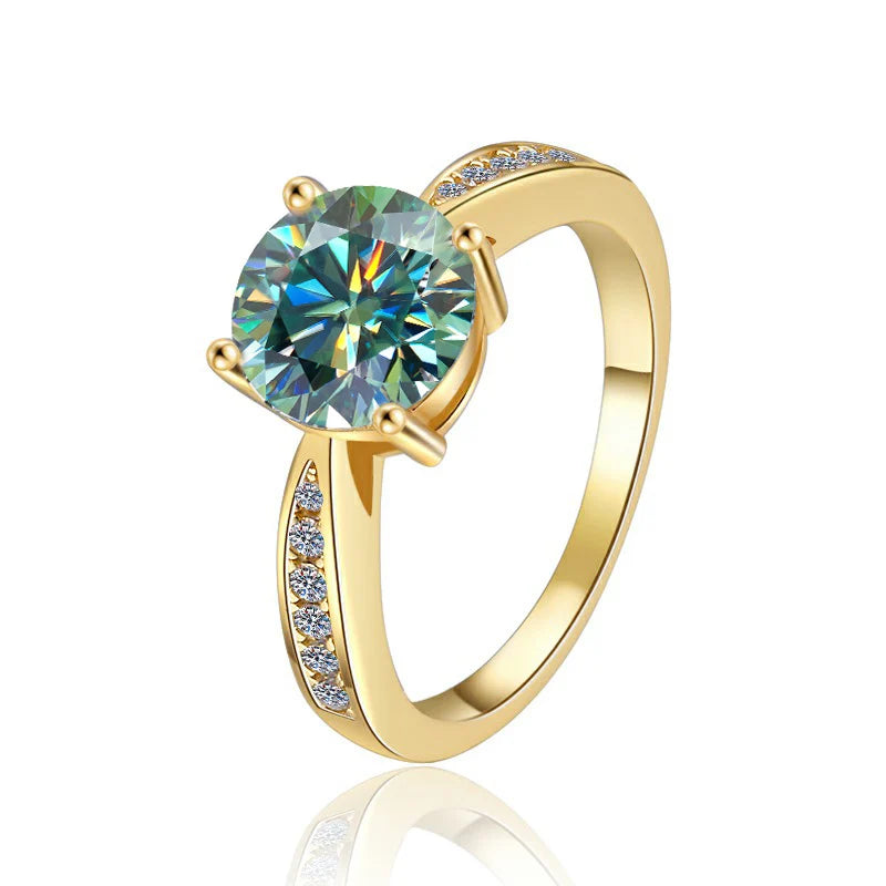 Fine Jewelry Selling Hot 2 Carat Diamond 18K Gold Plated VVs1 Moissanite Wedding Ring S925 Sterling Silver Ladies Women