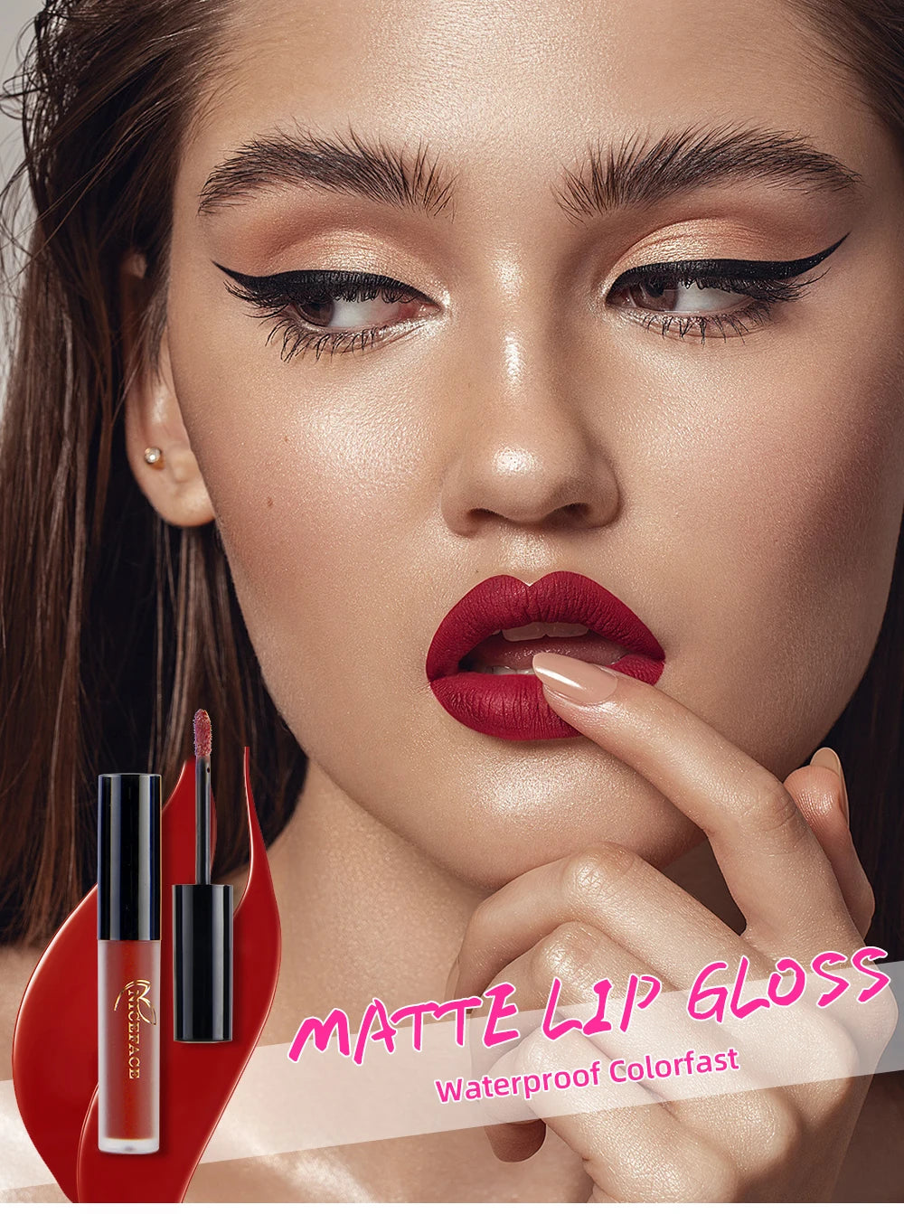 NICEFACE Hot Color Lip Gloss Waterproof Matt Lipgloss Lasting Nude Liquid Lipstick Cosmetic Sexy Women Lip Tint Makeup Lip Stain