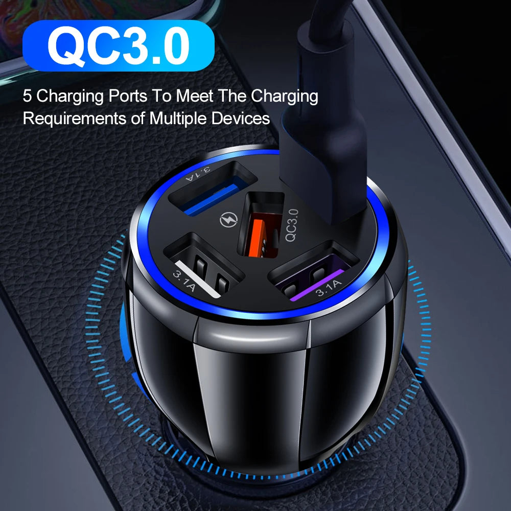AIXXCO 3 Ports USB Car Charger 12V Quick Charge 3.0 Fast Car Cigarette Lighter For Samsung Huawei Xiaomi iphone Charger QC 3.0