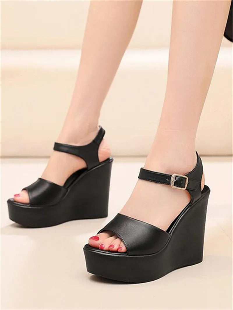 Women’s Genuine Leather wedges Sandals – Elegant Party Wear