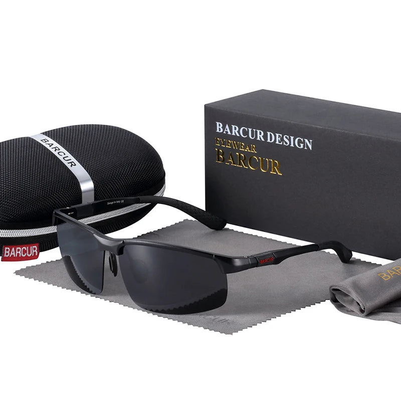 BARCUR Sports Aluminium Sunglasses Men Polarized Man Sunglasses Brand Driving Eyewear