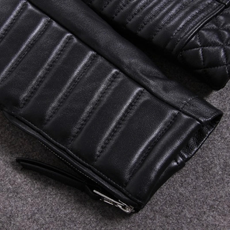 Luxury Black Plus Size Classic Sheepskin Natural Leather Jackets Mens Genuine Leather Jacket Fashion Slim Moto Coats Male