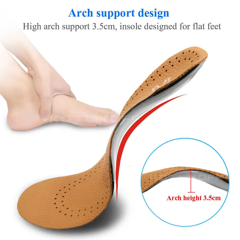 Leather Orthotic Insole For Flat Feet Arch Support Orthopedic Shoes Sole Insoles For Feet Men Women Children O/X Leg Corrected